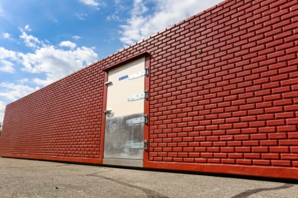 Red brick exterior of freezer unit