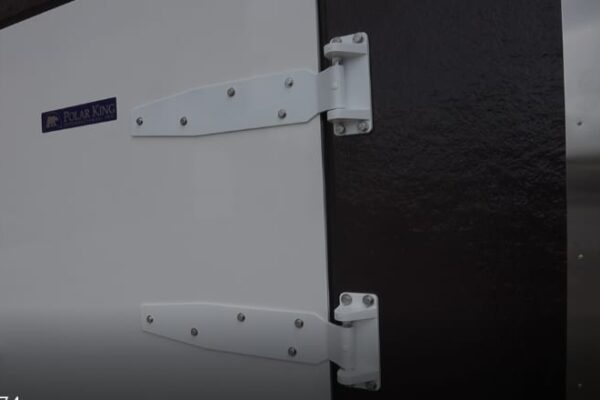 White door of PKI black mobile freezer cooler