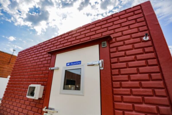 Polar King walk-in freezer brick exterior up close