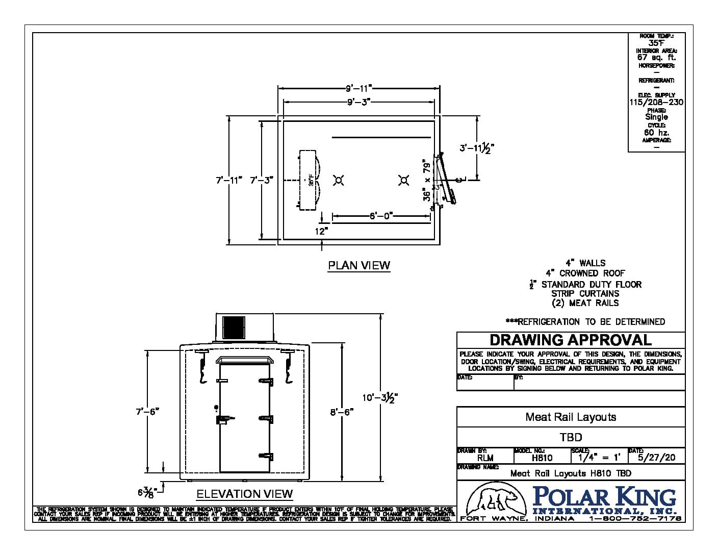 Meat Processing Freezer Walkin 810 Black and White Layout
