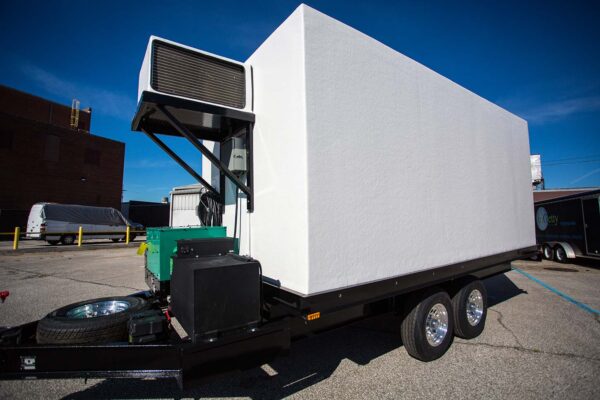 New or used cooler trailer for sale outside on concrete