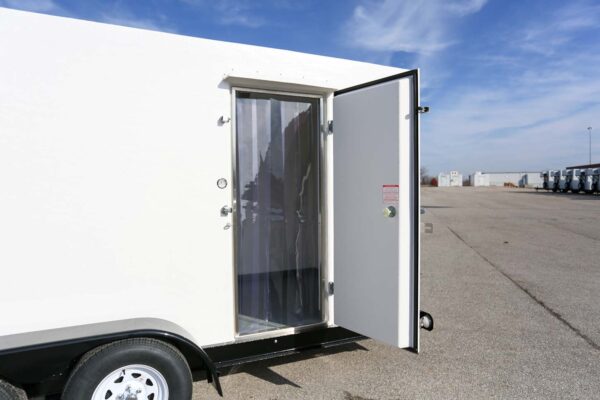 Commercial cooler with door open